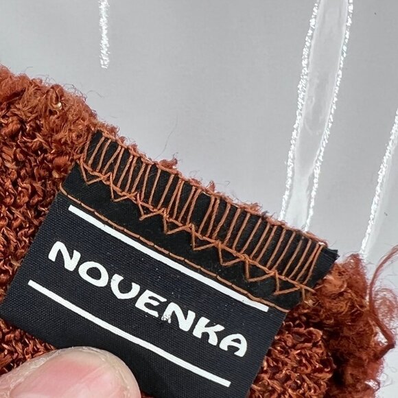 Novenka Moroccan Woven Fringe Tunic Top Eggplant Purple Rayon Cotton Linen - Picture 8 of 10